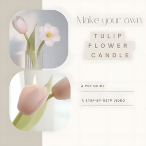 Aula de confecção de velas de flor de tulipa • Tutorial e vídeo de vela de tulipa florescendo e em botão, flor de cera de abelha saudável, ideal para iniciantes.
