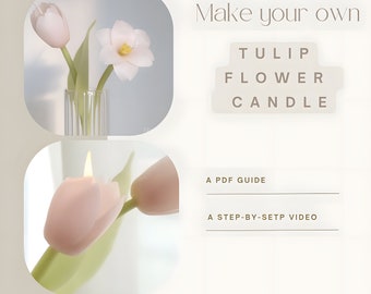 Tulip Flower candle making class •  blooming and bud tulip candle tutorial and video, healthy beeswax flower, beginner friendly.