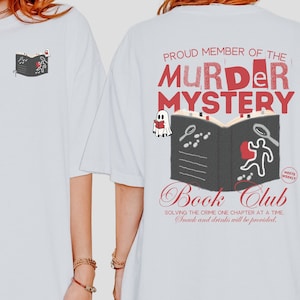 Murder Mystery Book Club Comfort Farben T-Shirt, Bücherwurm Geschenk, Cozy Mystery Shirt, Thriller Merch, Buchliebhaber, Geisterlesung, Buch Girlie Geschenk