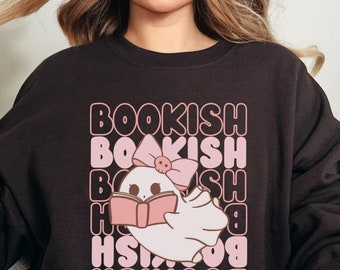 Bookish Ghost Sweatshirt, Bookish Jumper, Crewneck, Book Merch, Book Lover, Book Girlie Gift, Coquette, Romance Reader, Fall, Autumn, Spooky