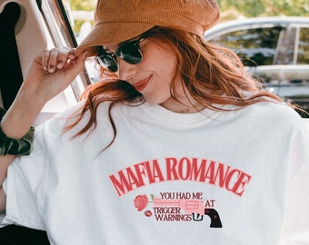 Maffia romantiek comfort kleuren T-shirt, schoolse cadeau, pittige boeken, moreel grijs, donker romantiek shirt, leesgrage shirt, Booktok merchandise, donkere romantiek