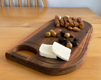 Walnut Wood Grooved Cutting Board•Grooved Wood Charcuterie Board•Handmade Cutting Board•Walnut Root•Small Cheese Board•Housewarming Gift