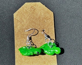 Cute floppy lizard green earrings