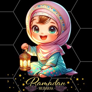 Kids Cute Ramadan Mubarak Kareem for kids, Happy Ramadan 2024 PNG