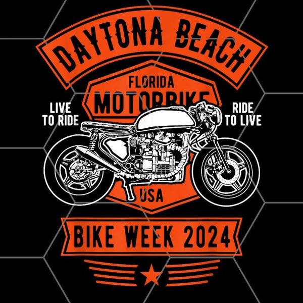 Daytona Beach Bike Week 2024 Retro Motorcycle Design PNG