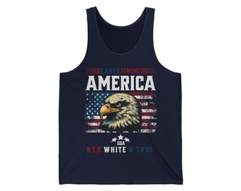 America Pride Tank Top Eagle Strong Sleeveless Shirt For Women & Men Summer Wear For Beach Tee For Patriotic Friend Gift For Proud American