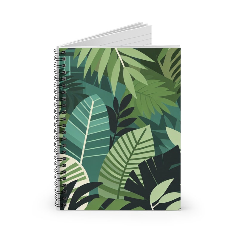 Greenery Botannical Nature Spiral Notebook, Leafy Greenery Jungle ...