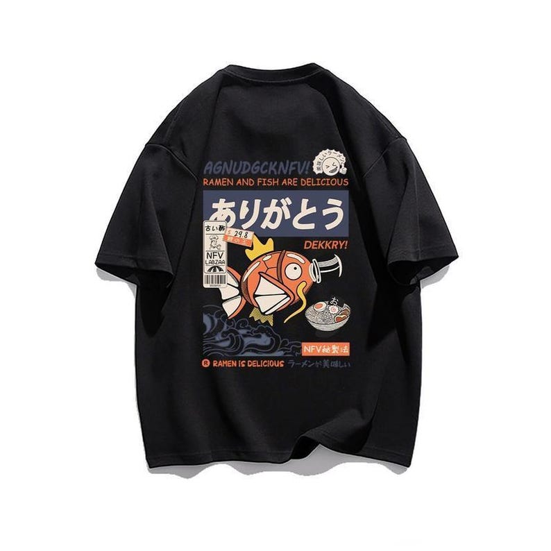 a black t - shirt with a cartoon character on it