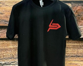 Parras Wing Logo Tee, Black Graphic Hoodie With Angel Wings, Red Minimal Logo Shirt, Streetwear Unisex Sweatshirt