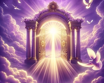 Purple Memorial Background: Stairs to Heaven PNG (Digital Download)