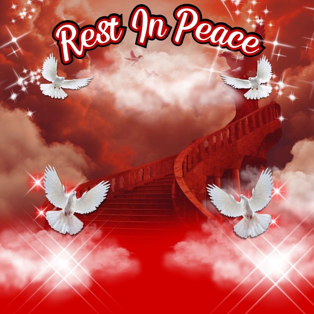 Memorial PNG Backdrop: Red Stairs to Heaven Design (Digital Download)