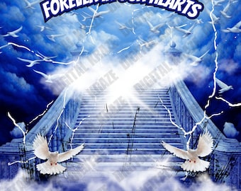 Memorial PNG Backdrop: Stairs to Heaven Design (Digital Download)