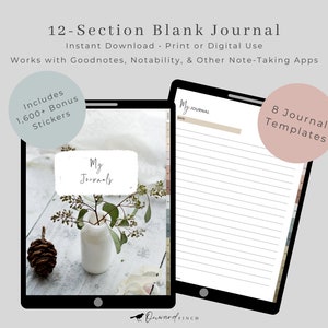 Eucalyptus Digital Journal, Daily, GoodNotes Journal, iPad Notebook, Digital Diary, Blank Notebook, Gratitude Notebook