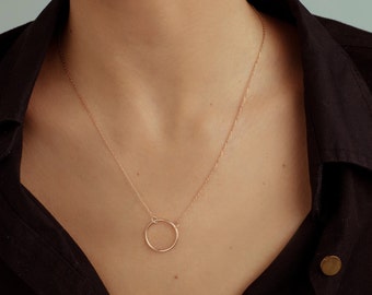 Open Circle Pendant Necklace - Round Necklace - Minimalist Necklace - Dainty Layering Necklace - Gift For Her - Mothers Day Gift