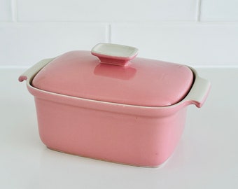 Vintage 1950's SERVEX baby pink baking serving dish with lid ovenware