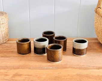 Vintage 1970's/80's Potter's Corner Pottery Shot Glasses Sake Cups Egg Cups Set of Six