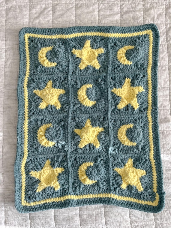 Moon and Stars Crochet Blanket Pattern: Granny Square (PDF Pattern