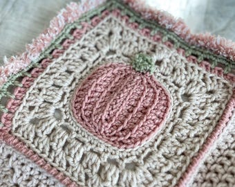 Crochet Pink Pumpkin Baby Blanket: Handmade Granny Square Blanket