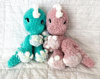 Baby Dino Lovey with Removable Eggshell Outfit – Soft & Cuddly Crochet Dinosaur Toy