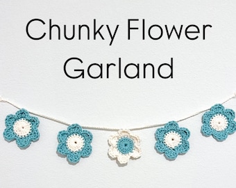 Chunky Flower Girlande Häkelanleitung: super voluminöses Garn DIY Boho Decor (PDF Pattern)