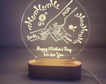 1 to 5 Children gift for Mother's Day Gift, Personalized Night Light, Anniversary Gift, Mother's Day Gift from her Children