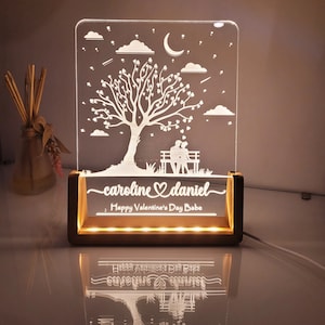 Couple romantique, veilleuse personnalisée, cadeau fête des mères, veilleuse en forme de U, cadeau d'anniversaire, cadeau pour lui/elle, cadeau d'anniversaire,