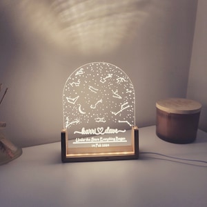 Cadeau fête des mères, veilleuse personnalisée, carte de la constellation, signe du zodiaque, cadeau d'anniversaire, cadeau pour lui/elle, cadeau d'anniversaire,