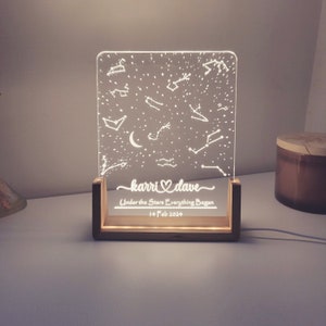 Veilleuse personnalisée, carte de la constellation, signe du zodiaque, cadeau pour couple, cadeau d'anniversaire, cadeau pour lui/elle, cadeau d'anniversaire,