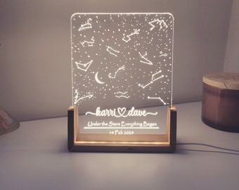 Personalized Night Light, Constellation Map, Zodiac Sign, Couple Gift, Anniversary Gift, Gift for Him/Her, Birthday Gift,