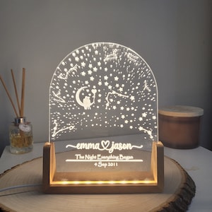 Cadeau de Noël, carte de la constellation, veilleuse personnalisée, signe du zodiaque, cadeau d'anniversaire, cadeau pour lui/elle, cadeau d'anniversaire,