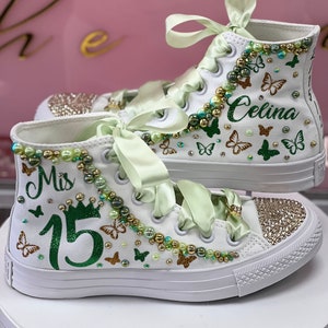 Zapatos Converse Quinceanera, Zapatos personalizados para cualquier ocasión, Sweet Sixteen, Sweet 15