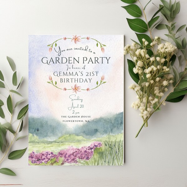 Editable Birthday Invitation Template, Garden Party, Floral Theme, Easter Celebration, Flower Cards, Spring Brunch, Instant Digital Download