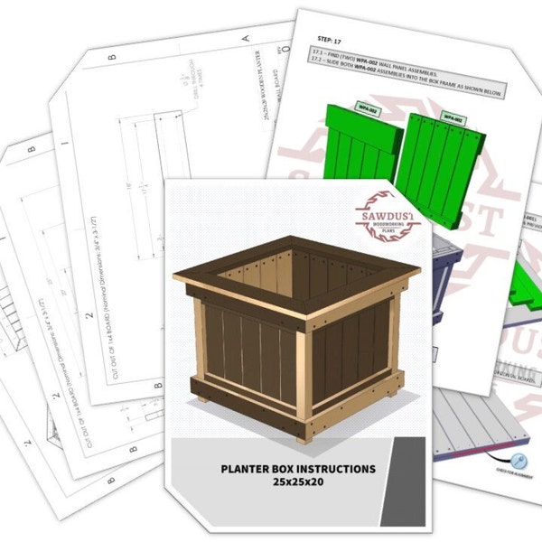 Planter Box DIY Plans, Box Planter Plans, Fence Picket Planter Plans, Garden Planter Plans, Flower Box Plans, DIY Flower Box, Cedar Planter