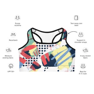 Women&#39;s Abstract Painting Sports Bra - Supportive Moisture-Wicking Sports Bra with Abstract Pattern for Women