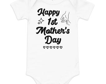 First Mother's Day Baby Short Sleeve Onesie - 1st Mother's Day Bodysuit for Babies and Toddlers