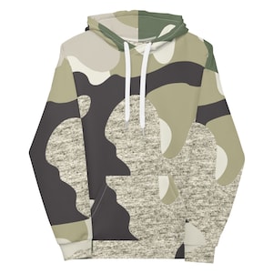 Unisex Drawstring Camo Hoodie with Brushed Fleece Fabric Inside - Camo Print Hoodie Sweatshirt for Men and Women