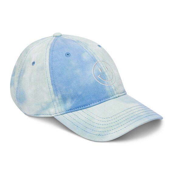 Smiley Face Embroidered Tie Dye Baseball Hat - Etsy display picture 1