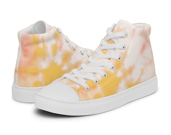 Women's Tie-Dye High Top Canvas Sneakers - Pink & Orange