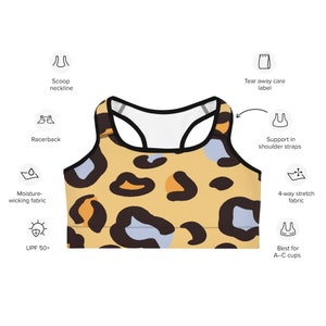 Women&#39;s Leopard Print Sports Bra - Supportive Moisture-Wicking Sports Bra with Animal Print Pattern