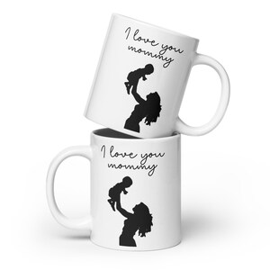 Te amo mamá taza blanca brillante - taza de mamá y bebé - regalos del día de la madre para ella