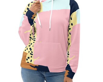 Abstract Leopard Print Unisex Hoodie, Brushed Fleece Sweatshirt