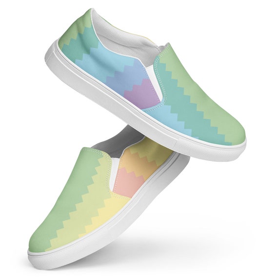 Rainbow Slip on Canvas Shoes Women s Rainbow Slip on Shoes Pretty Multicolor Sneakers for Women Etsy