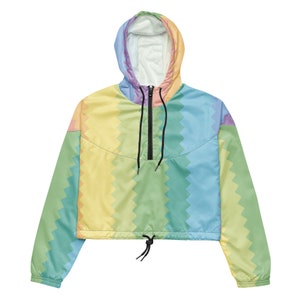 Giacca a vento corta arcobaleno da donna: giacca impermeabile leggera
