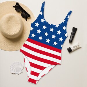 American Flag One-Piece Swimsuit - 4th of July Swimsuit for Women