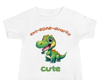 Ext-ROAR-dinarily Cute Dinosaur Baby Short Sleeve Shirt - Cute Dinosaur T-Shirt for Babies and Toddlers