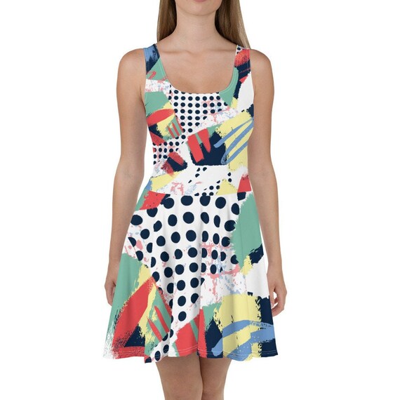 multi color skater dress Gamivast 4Th of July Dresses for Girls Short Sleeve Patriotic Print Skater Dress Casual Dress Party Dress Holiday Dress Twirl Dress Summer Outfit