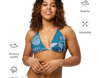 Haut de bikini string recyclé océan - Haut de maillot de bain plage Under the Sea pour Femme