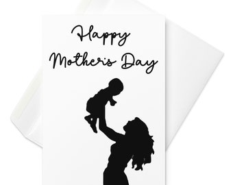 Carte de voeux fête des mères - carte de fête des mères heureuse pour bébé maman - carte de fête des mères maman et bébé - cadeaux pour elle