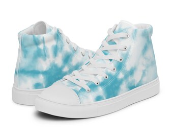 Blue Tie-Dye High Top Canvas Sneakers