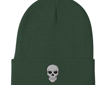 Unisex Strickmütze Mit Totenkopf-Muster – Warme Wintermütze Mit Bündchen Für Herren & Damen